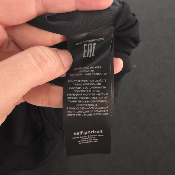 Self-Portrait Black Ruched Long Sleeve Midi Dress Slit | US 4 UK 8 - Picture 8 of 8